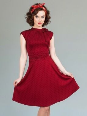 Lindy Bop Red Polka Dot Fit-and-Flare Dress, Size XL, NWT